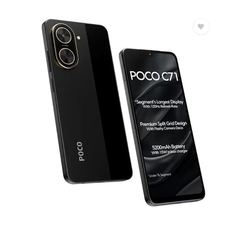 POCO C71_TD أسود – 4GB RAM، سعة 64GB، شاشة 6.71 إنش، بطارية 5000mAh